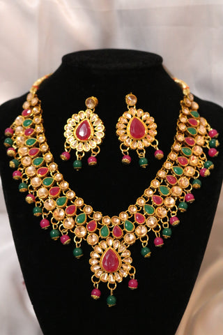 Multi-Color Kundan Choker Jewelry Set Ethnic Indian Traditional