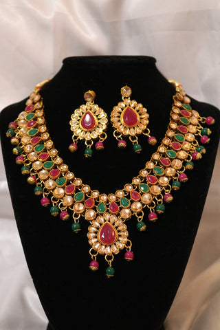 Multi-Color Kundan Choker Jewelry Set Ethnic Indian Traditional