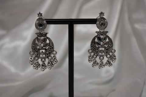 Tribal Oxidized Silver Afghani Turkish Choker Necklace & Earring Set