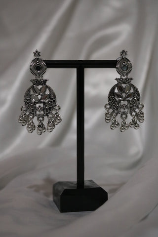 Tribal Oxidized Silver Afghani Turkish Choker Necklace & Earring Set