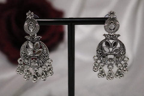 Tribal Oxidized Silver Afghani Turkish Choker Necklace & Earring Set