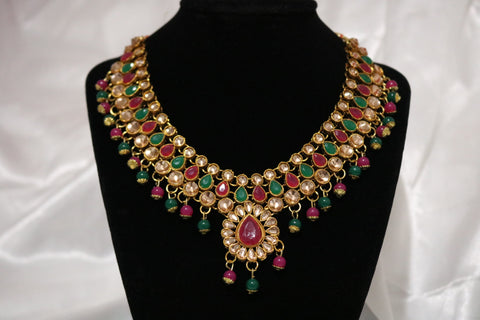 Multi-Color Kundan Choker Jewelry Set Ethnic Indian Traditional