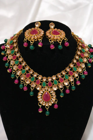 Multi-Color Kundan Choker Jewelry Set Ethnic Indian Traditional
