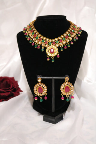 Multi-Color Kundan Choker Jewelry Set Ethnic Indian Traditional