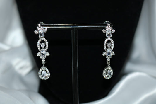 Silver CZ Necklace/ American Diamond Necklace Set