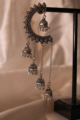 Half Chandbali with Chandelier Jhumka Earrings – Elegant Traditional Jewelry for Women