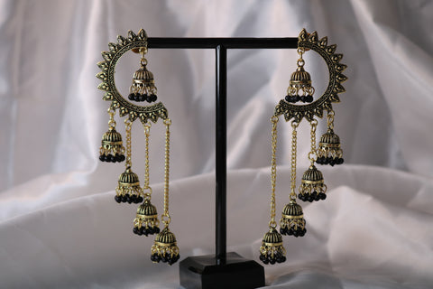 Half Chandbali with Chandelier Jhumka Earrings – Elegant Traditional Jewelry for Women