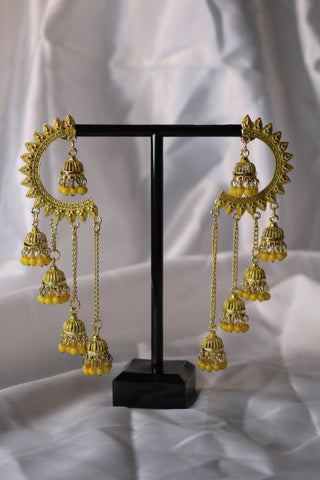 Half Chandbali with Chandelier Jhumka Earrings – Elegant Traditional Jewelry for Women