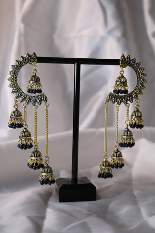 Half Chandbali with Chandelier Jhumka Earrings – Elegant Traditional Jewelry for Women