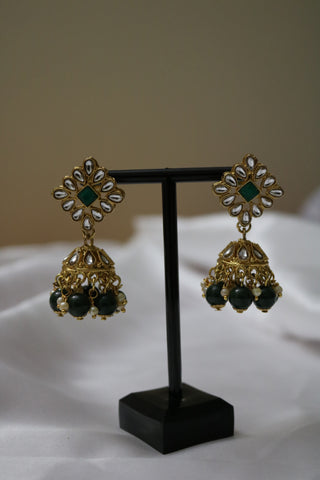 Kundan Necklace Earrings Maang Tikka Set – Indian Wedding Jewelry Set