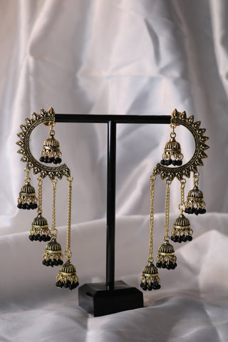 Half Chandbali with Chandelier Jhumka Earrings – Elegant Traditional Jewelry for Women