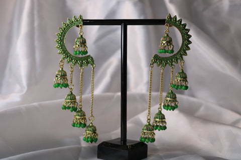 Half Chandbali with Chandelier Jhumka Earrings – Elegant Traditional Jewelry for Women