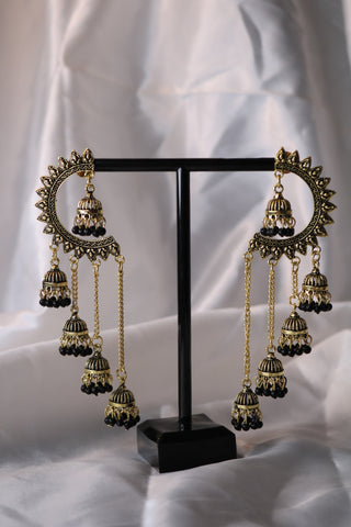 Half Chandbali with Chandelier Jhumka Earrings – Elegant Traditional Jewelry for Women
