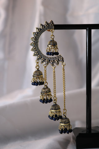 Half Chandbali with Chandelier Jhumka Earrings – Elegant Traditional Jewelry for Women