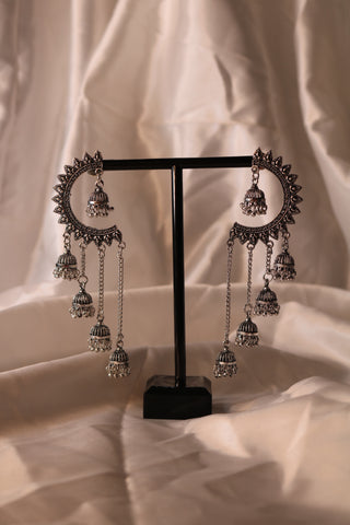 Half Chandbali with Chandelier Jhumka Earrings – Elegant Traditional Jewelry for Women