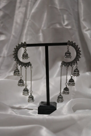Half Chandbali with Chandelier Jhumka Earrings – Elegant Traditional Jewelry for Women