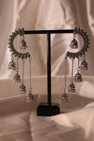 Half Chandbali with Chandelier Jhumka Earrings – Elegant Traditional Jewelry for Women