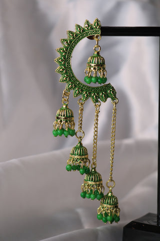 Half Chandbali with Chandelier Jhumka Earrings – Elegant Traditional Jewelry for Women
