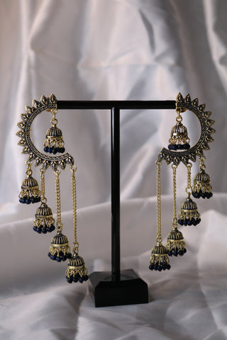 Half Chandbali with Chandelier Jhumka Earrings – Elegant Traditional Jewelry for Women
