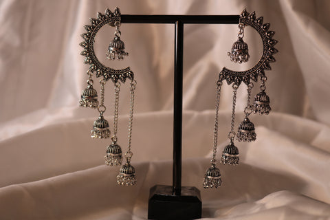 Half Chandbali with Chandelier Jhumka Earrings – Elegant Traditional Jewelry for Women