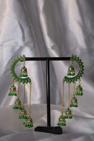 Half Chandbali with Chandelier Jhumka Earrings – Elegant Traditional Jewelry for Women