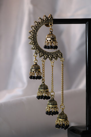 Half Chandbali with Chandelier Jhumka Earrings – Elegant Traditional Jewelry for Women