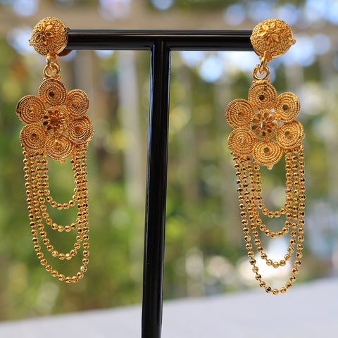 Floral Gold Plated Bridal Necklace Set – Elegant Wedding Jewelry